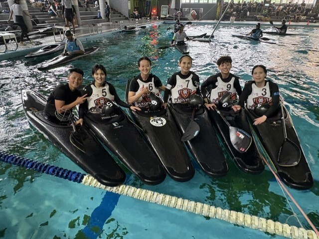 2026年輕艇水球國家代表隊選拔賽公開女子組冠軍-台北海大 本校輕艇隊隊員-簡琦芸(6號)、顏脩樺(9號)、李姮燕(7號)